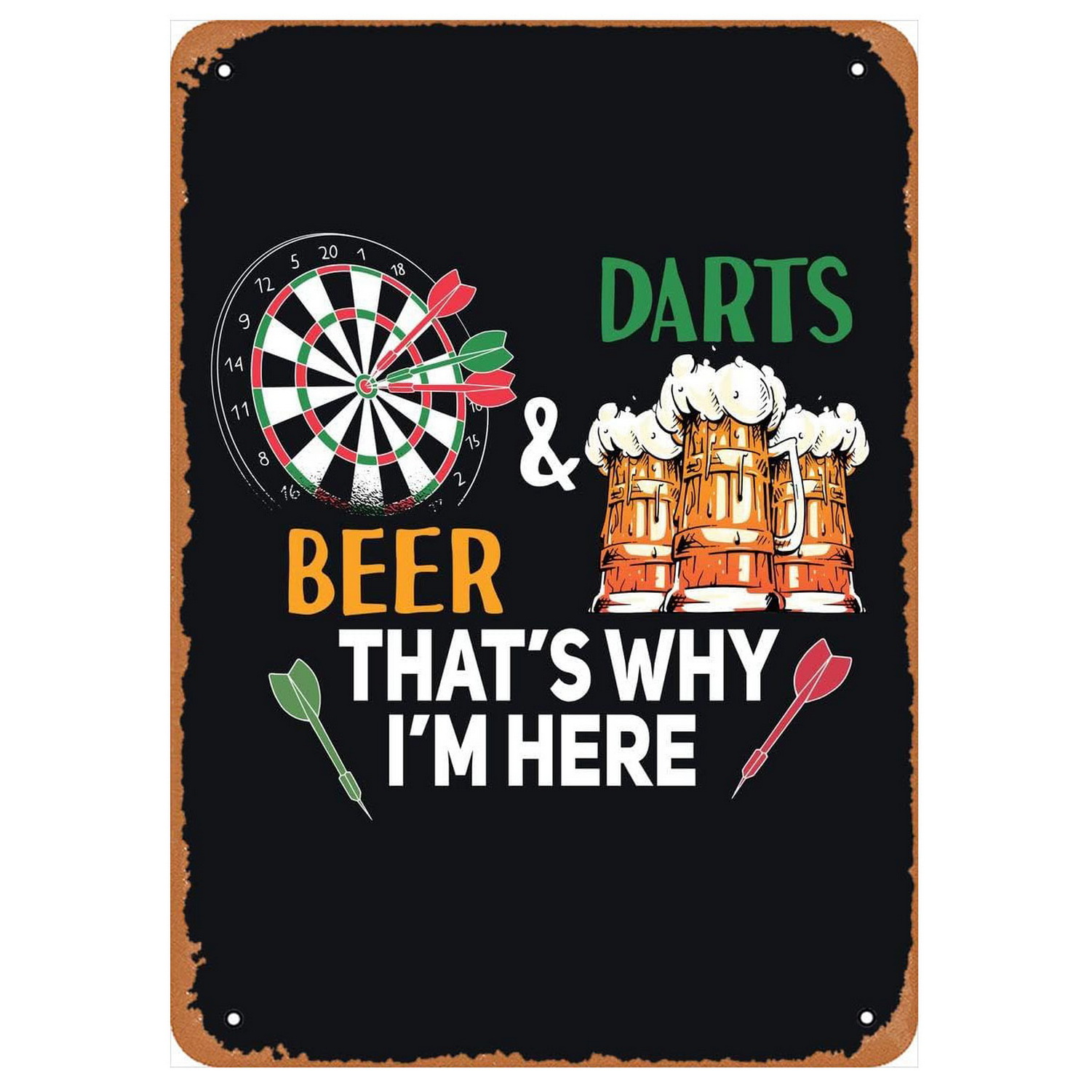 Vintage Darts & Beer Tin Sign, - Wine Tag Label ulasan dan harga