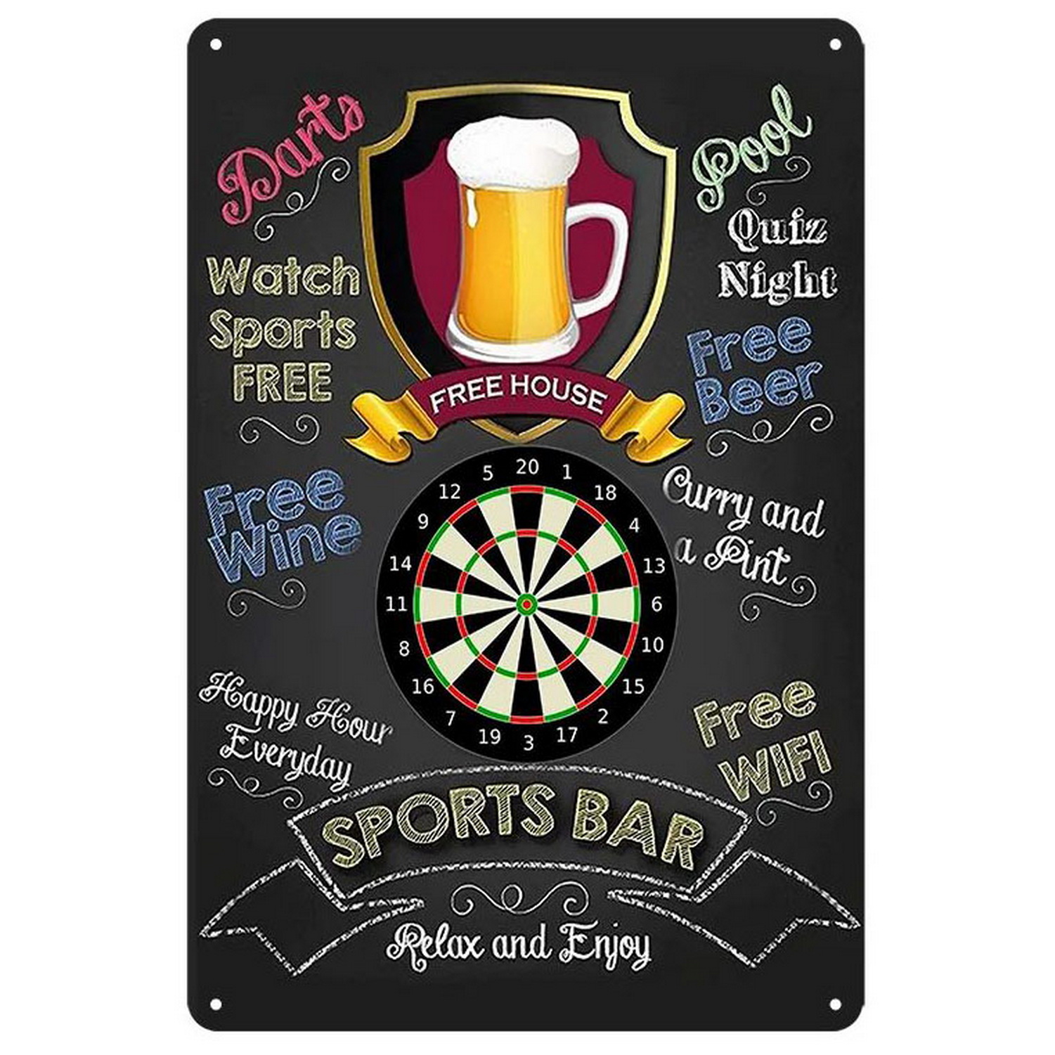 Vintage Darts & Beer Tin Sign, - Wine Tag Label ulasan dan harga